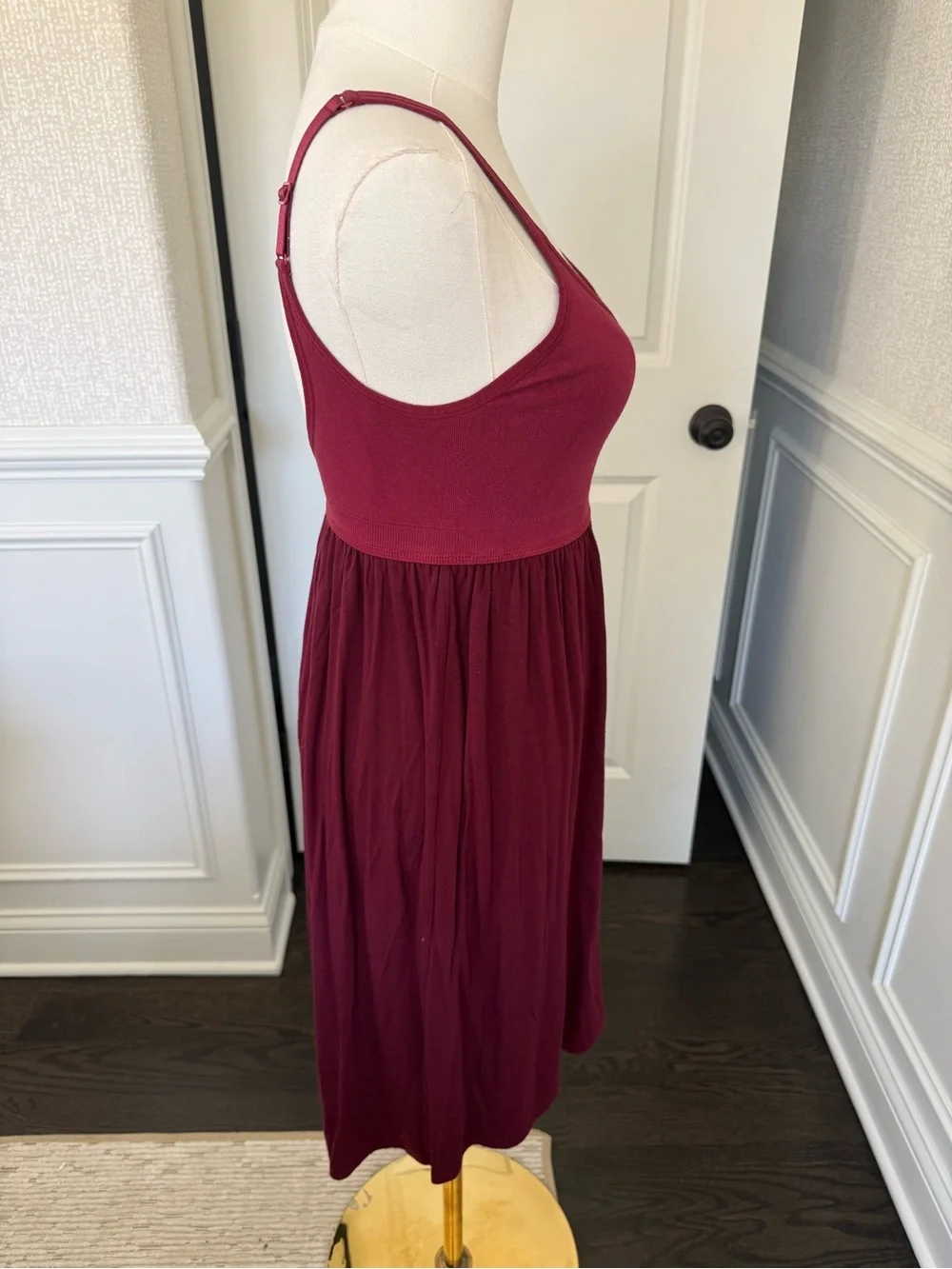 Gilligan & O'Malley Ribbed Scoop Neck Midi Dress in Deep Burgundy Sleepwear